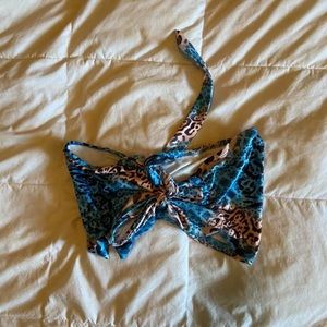 printed backless halter top